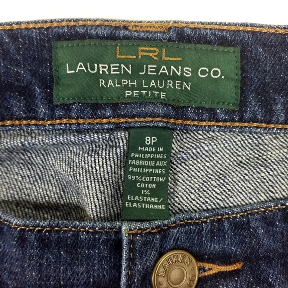 Vintage Lauren Ralph Lauren Dark Blue Wash Classic Bootcut Denim Jeans Womens 8P - Picture 9 of 14